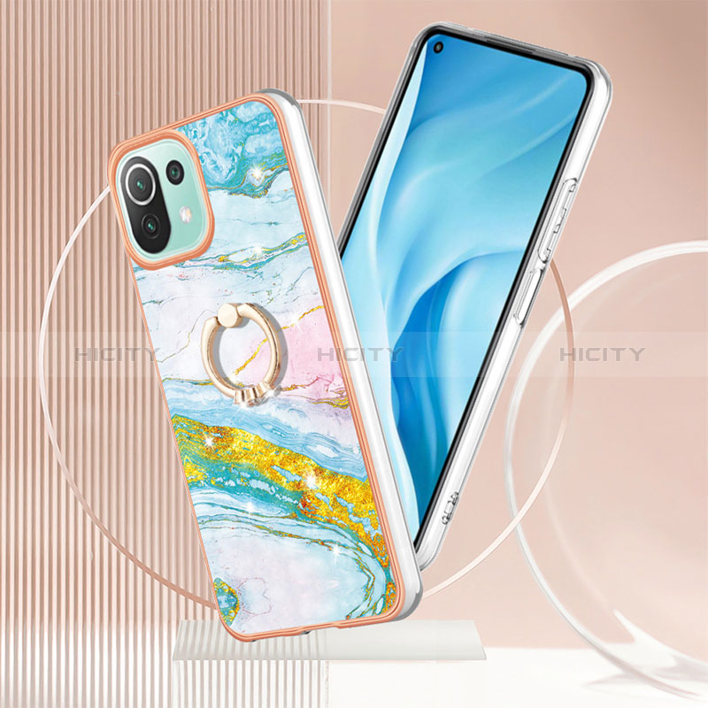 Funda Silicona Gel Goma Patron de Moda Carcasa con Anillo de dedo Soporte YB5 para Xiaomi Mi 11 Lite 4G