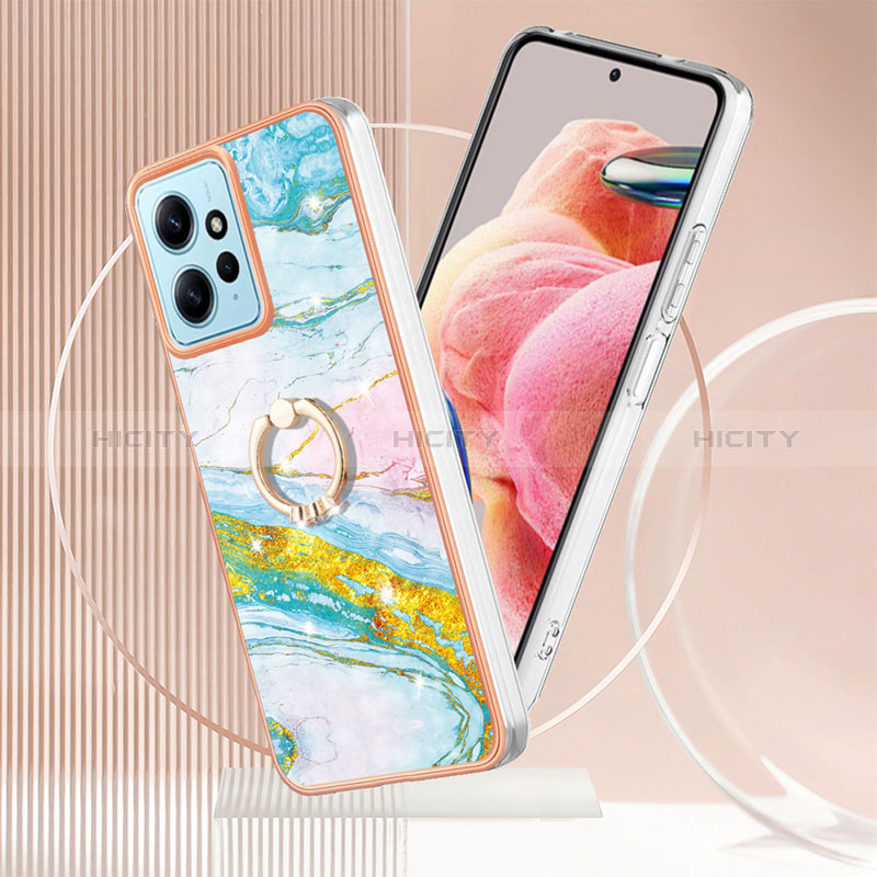 Funda Silicona Gel Goma Patron de Moda Carcasa con Anillo de dedo Soporte YB5 para Xiaomi Redmi Note 12 4G