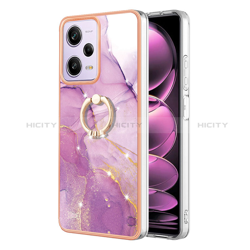 Funda Silicona Gel Goma Patron de Moda Carcasa con Anillo de dedo Soporte YB5 para Xiaomi Redmi Note 12 Pro 5G