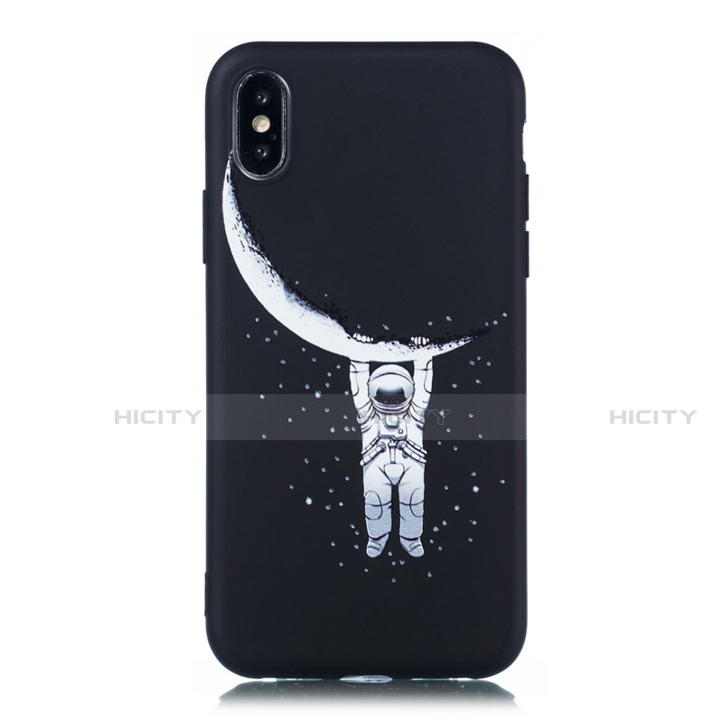 Funda Silicona Gel Goma Patron de Moda Carcasa para Apple iPhone Xs Negro