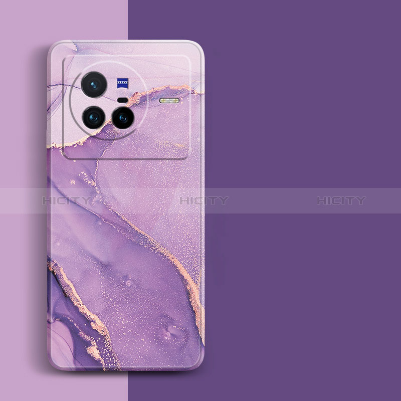 Funda Silicona Gel Goma Patron de Moda Carcasa para Vivo X80 5G Purpura Claro