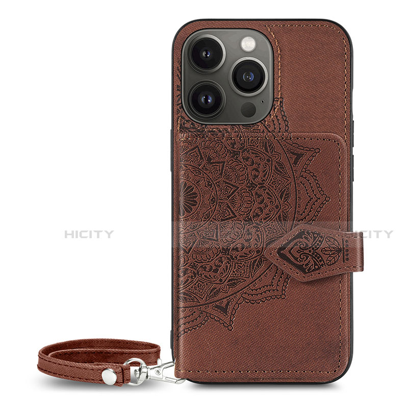 Funda Silicona Gel Goma Patron de Moda Carcasa S01 para Apple iPhone 13 Pro Marron