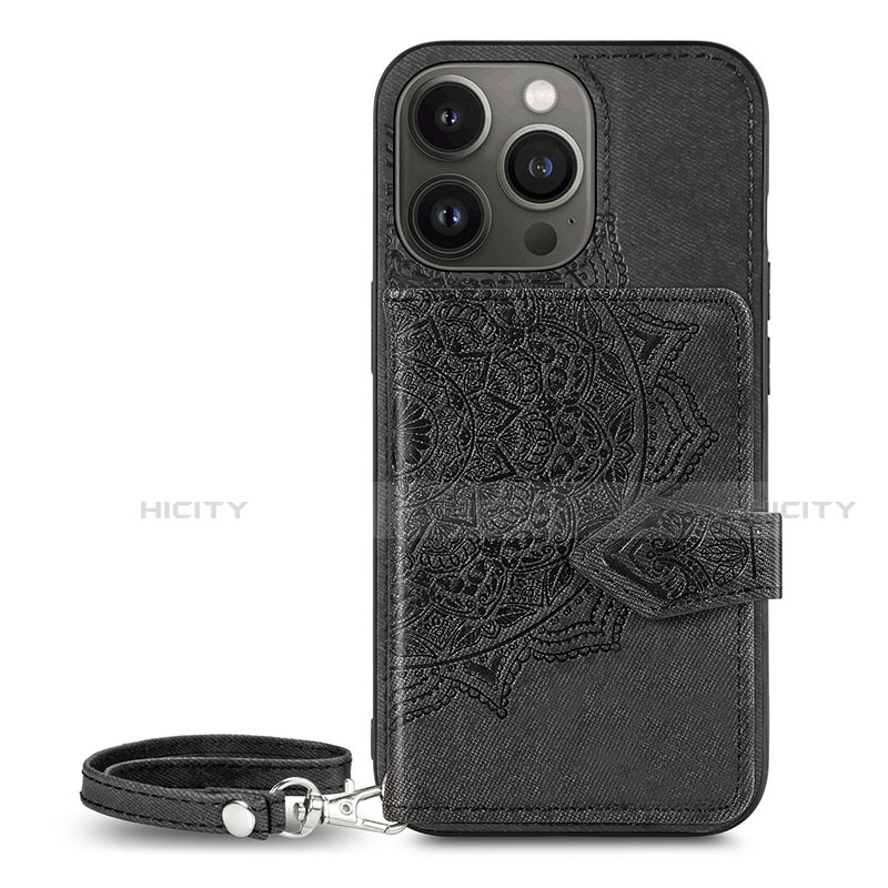 Funda Silicona Gel Goma Patron de Moda Carcasa S01 para Apple iPhone 13 Pro Negro