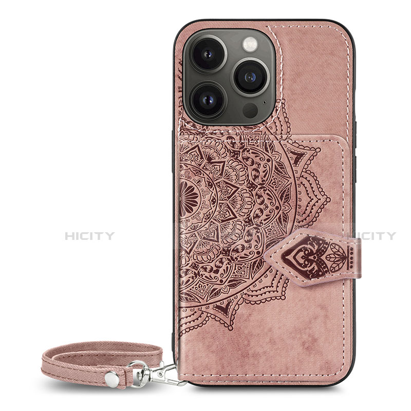 Funda Silicona Gel Goma Patron de Moda Carcasa S01 para Apple iPhone 13 Pro Oro Rosa