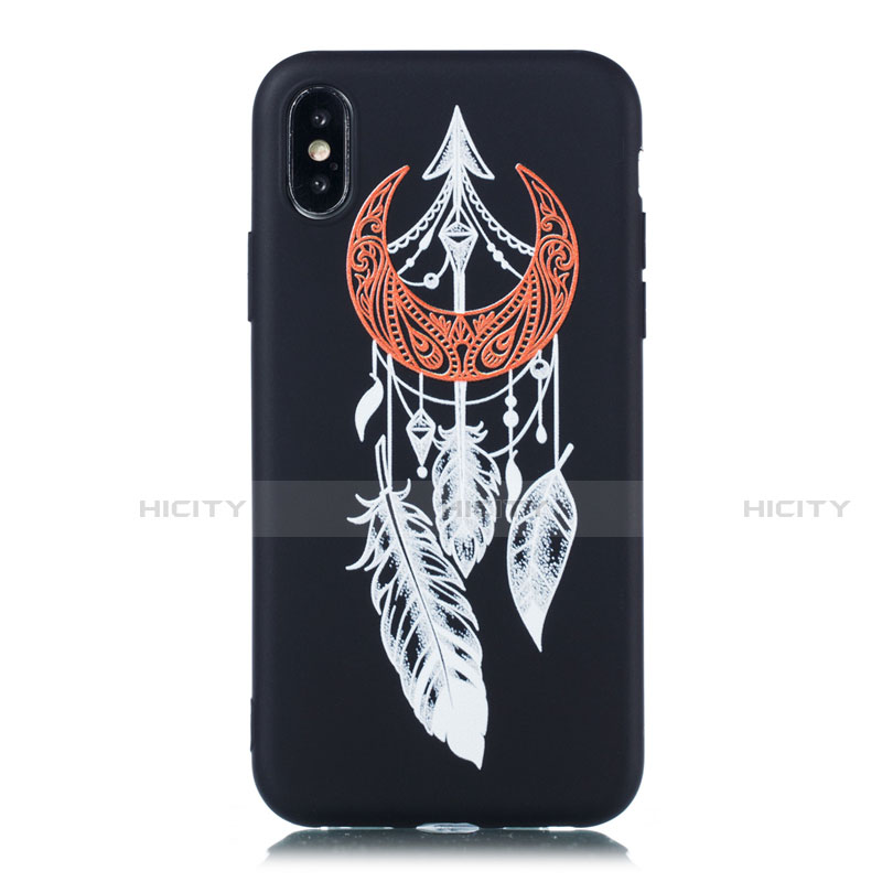 Funda Silicona Gel Goma Patron de Moda Carcasa S01 para Apple iPhone Xs Negro