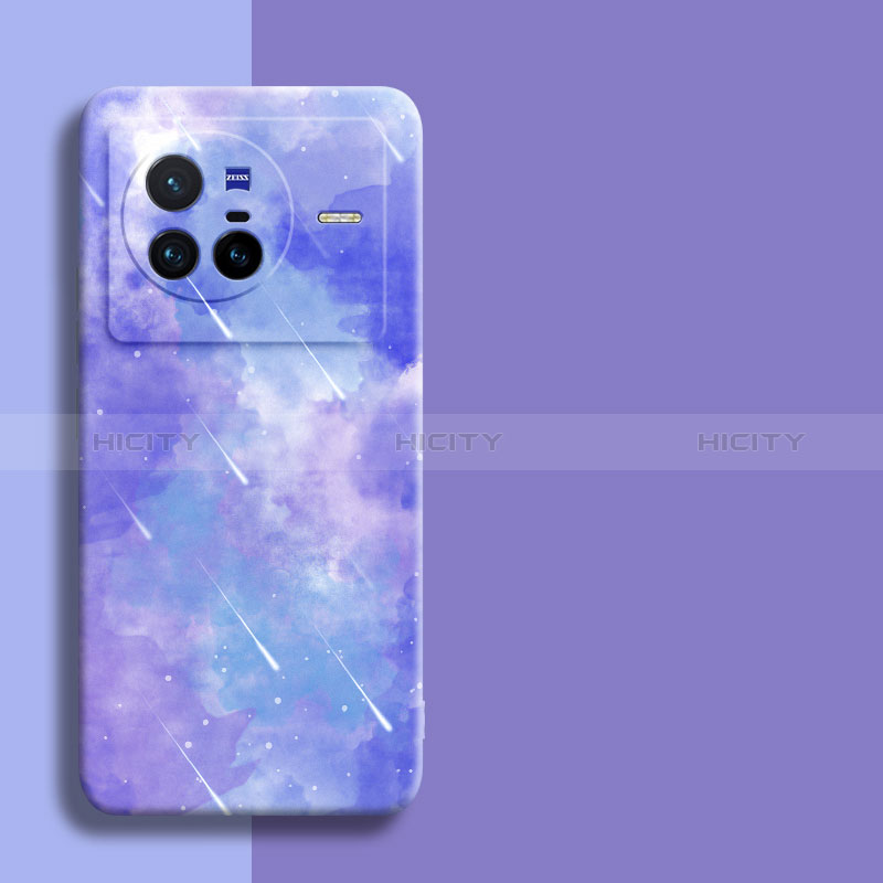 Funda Silicona Gel Goma Patron de Moda Carcasa S01 para Vivo X80 5G Morado