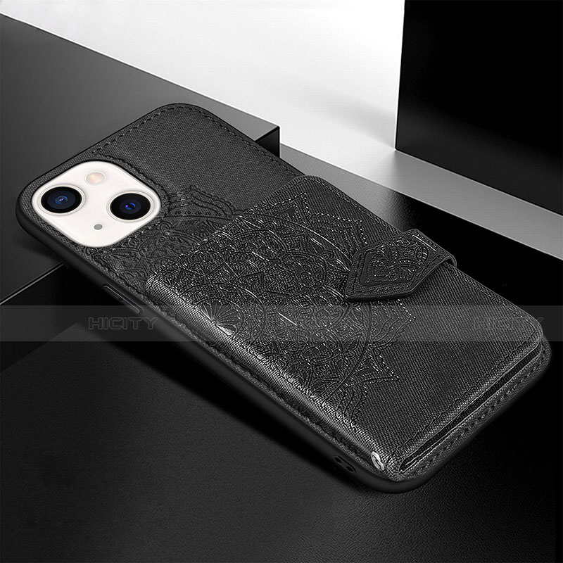 Funda Silicona Gel Goma Patron de Moda Carcasa S02 para Apple iPhone 13 Mini Negro