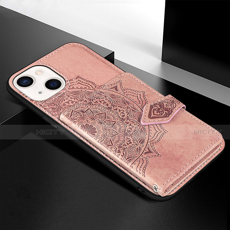 Funda Silicona Gel Goma Patron de Moda Carcasa S02 para Apple iPhone 13 Mini Oro Rosa