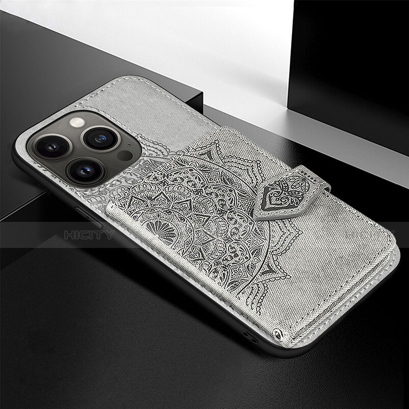 Funda Silicona Gel Goma Patron de Moda Carcasa S02 para Apple iPhone 13 Pro Max Gris