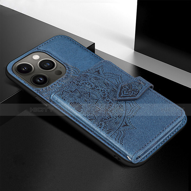 Funda Silicona Gel Goma Patron de Moda Carcasa S02 para Apple iPhone 14 Pro Max Azul