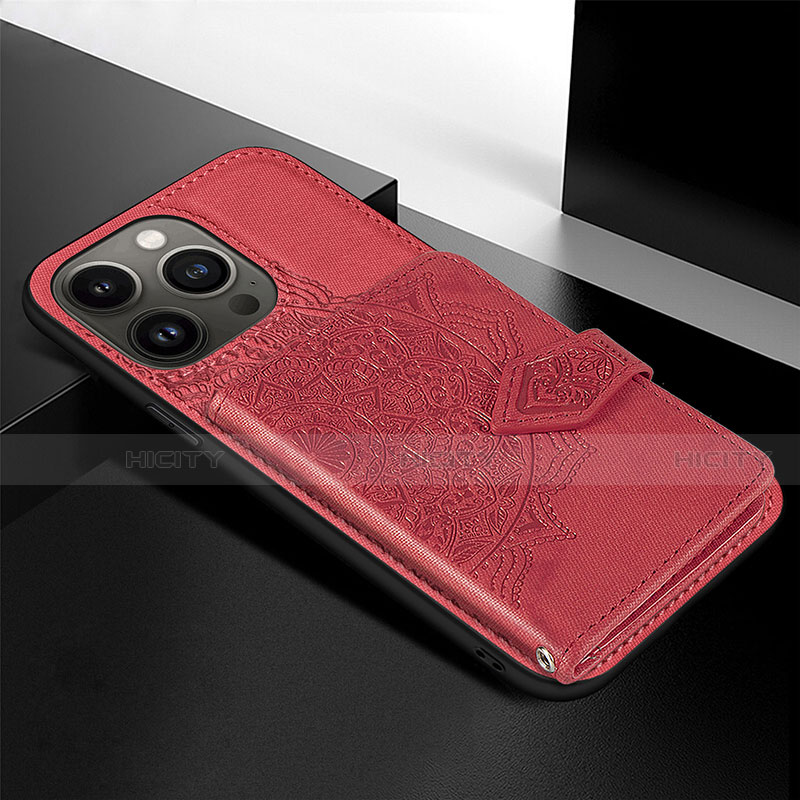 Funda Silicona Gel Goma Patron de Moda Carcasa S02 para Apple iPhone 14 Pro Max Rojo