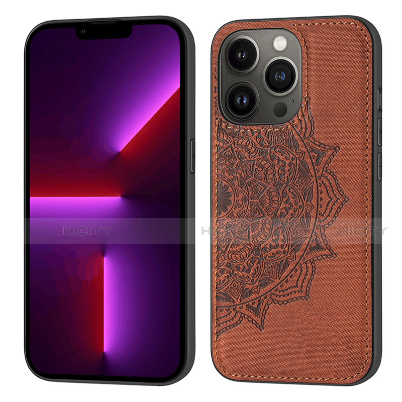 Funda Silicona Gel Goma Patron de Moda Carcasa S04 para Apple iPhone 13 Pro Marron