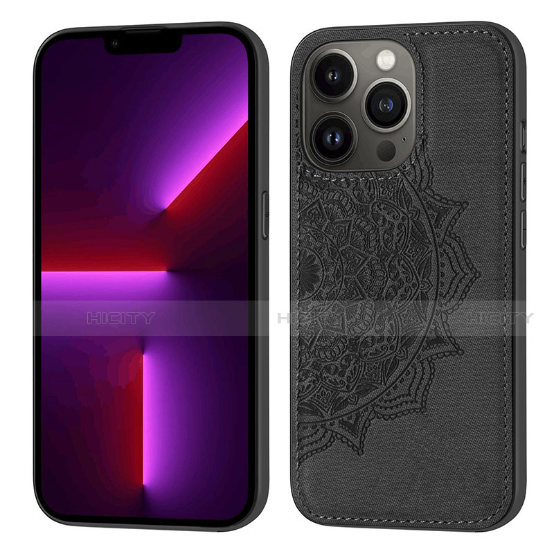 Funda Silicona Gel Goma Patron de Moda Carcasa S04 para Apple iPhone 13 Pro Max Negro