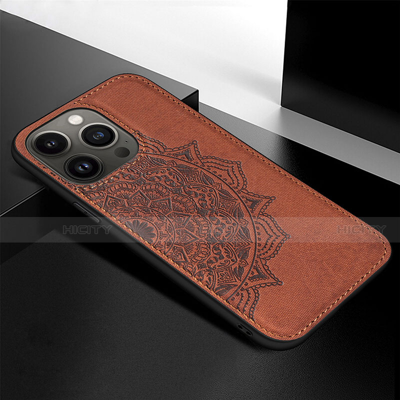 Funda Silicona Gel Goma Patron de Moda Carcasa S05 para Apple iPhone 13 Pro Marron