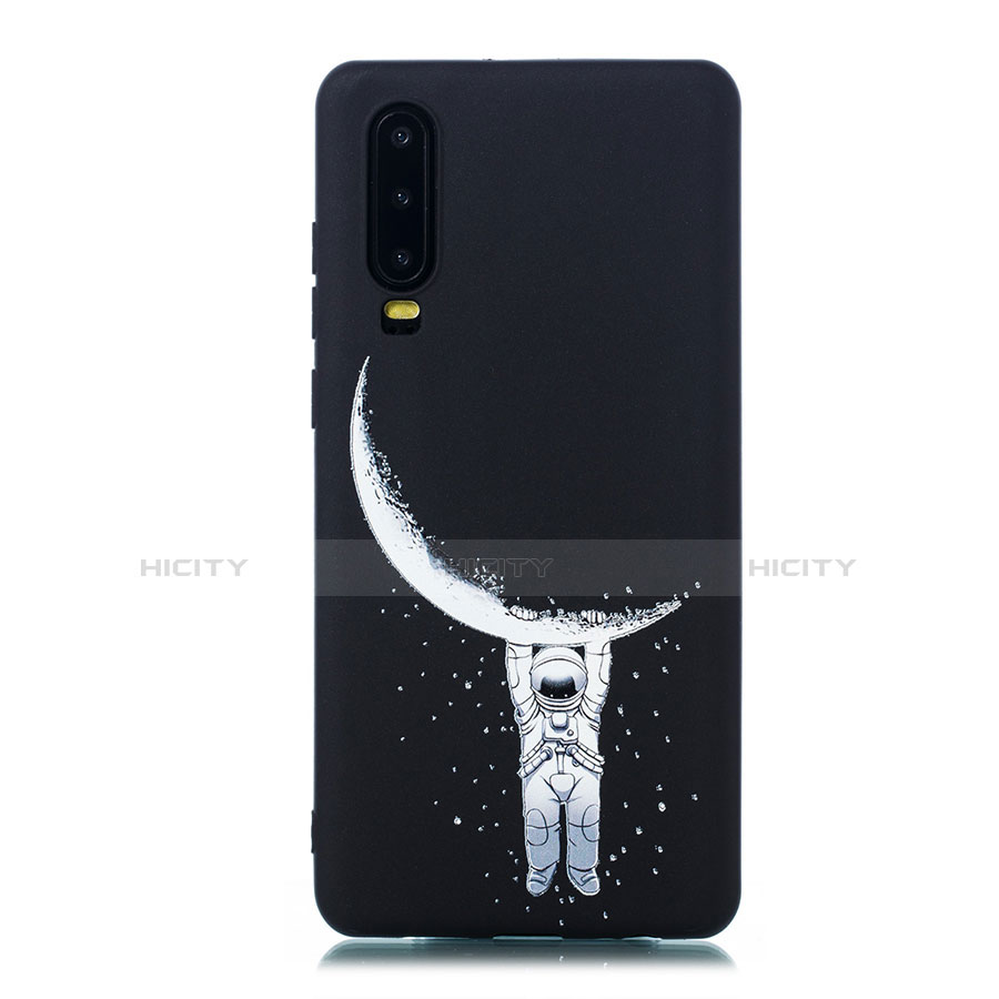 Funda Silicona Gel Goma Patron de Moda Carcasa S05 para Huawei P30 Negro