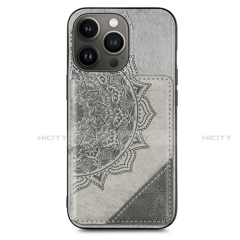 Funda Silicona Gel Goma Patron de Moda Carcasa S06 para Apple iPhone 13 Pro Max Gris