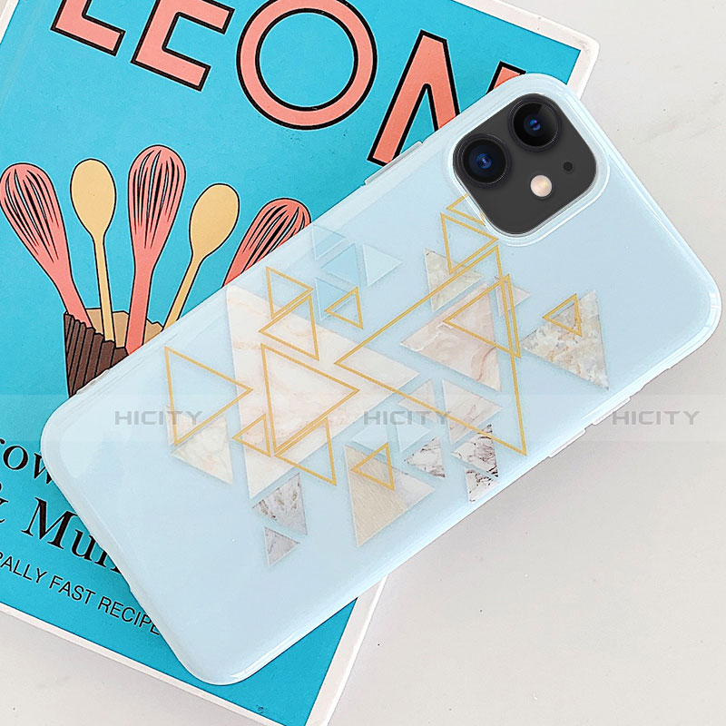 Funda Silicona Gel Goma Patron de Moda Carcasa S07 para Apple iPhone 11 Azul