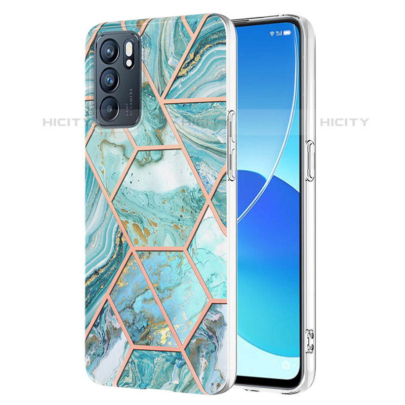 Funda Silicona Gel Goma Patron de Moda Carcasa Y01B para Oppo Reno6 5G Menta Verde