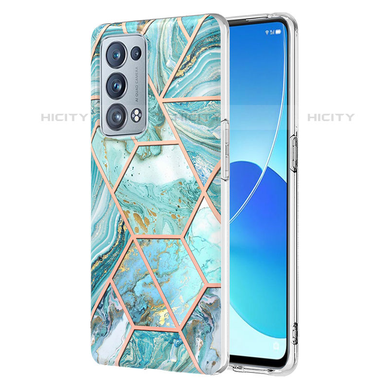 Funda Silicona Gel Goma Patron de Moda Carcasa Y01B para Oppo Reno6 Pro 5G Menta Verde