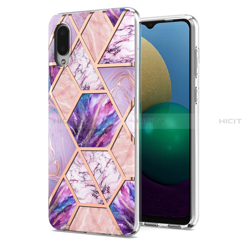 Funda Silicona Gel Goma Patron de Moda Carcasa Y01B para Samsung Galaxy A02 Purpura Claro