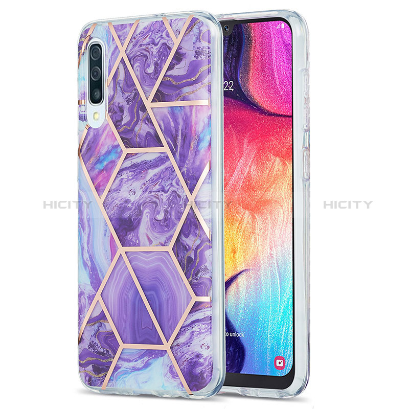 Funda Silicona Gel Goma Patron de Moda Carcasa Y01B para Samsung Galaxy A50S Morado