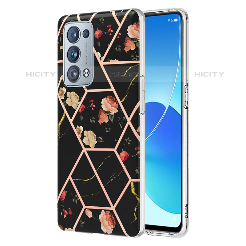 Funda Silicona Gel Goma Patron de Moda Carcasa Y02B para Oppo Reno6 Pro 5G Negro