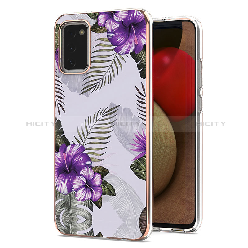 Funda Silicona Gel Goma Patron de Moda Carcasa Y03B para Samsung Galaxy A02s Morado