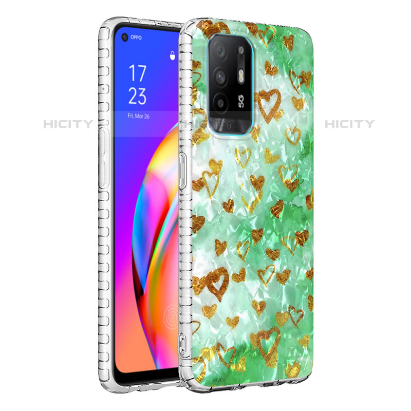 Funda Silicona Gel Goma Patron de Moda Carcasa Y04B para Oppo F19 Pro Menta Verde