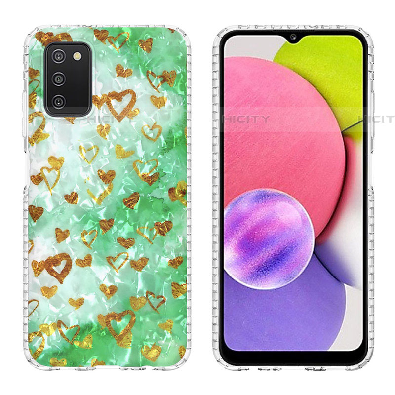 Funda Silicona Gel Goma Patron de Moda Carcasa Y04B para Samsung Galaxy A03s Menta Verde