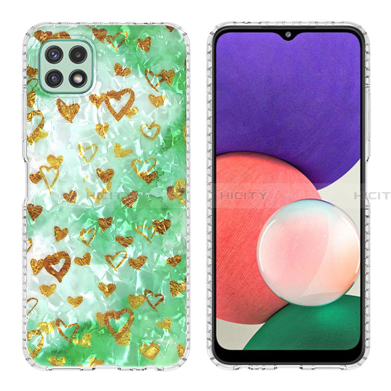 Funda Silicona Gel Goma Patron de Moda Carcasa Y04B para Samsung Galaxy A22 5G Menta Verde