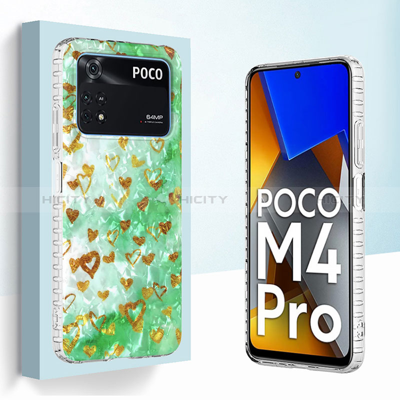 Funda Silicona Gel Goma Patron de Moda Carcasa Y04B para Xiaomi Poco M4 Pro 4G Menta Verde