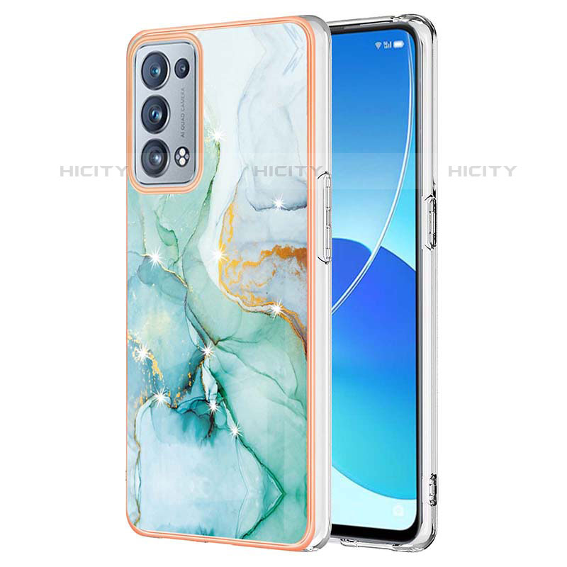 Funda Silicona Gel Goma Patron de Moda Carcasa Y05B para Oppo Reno6 Pro 5G Verde