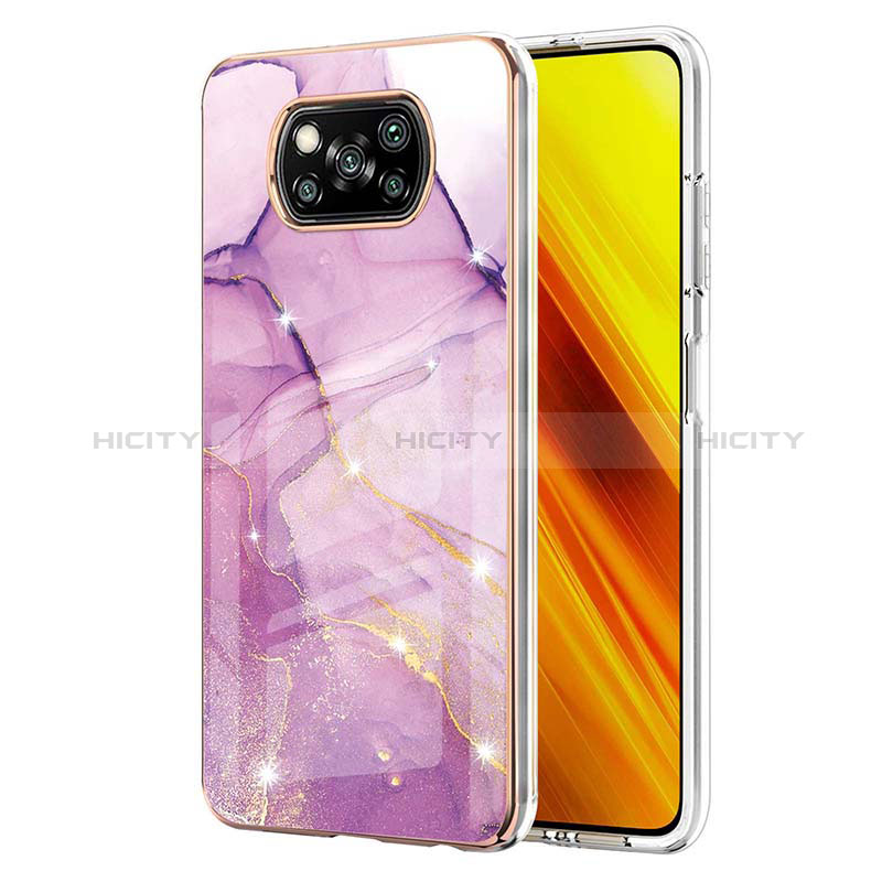 Funda Silicona Gel Goma Patron de Moda Carcasa Y05B para Xiaomi Poco X3 NFC Purpura Claro