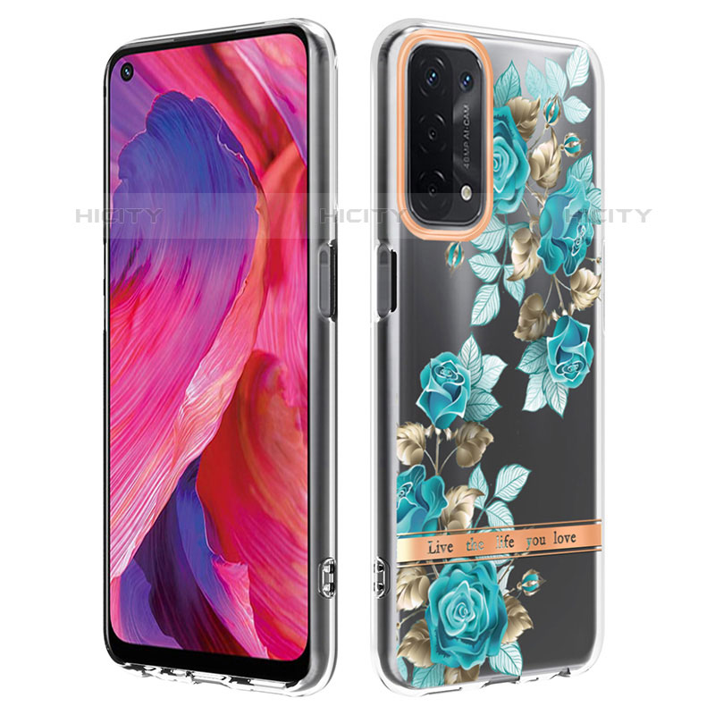 Funda Silicona Gel Goma Patron de Moda Carcasa Y06B para OnePlus Nord N200 5G Cian