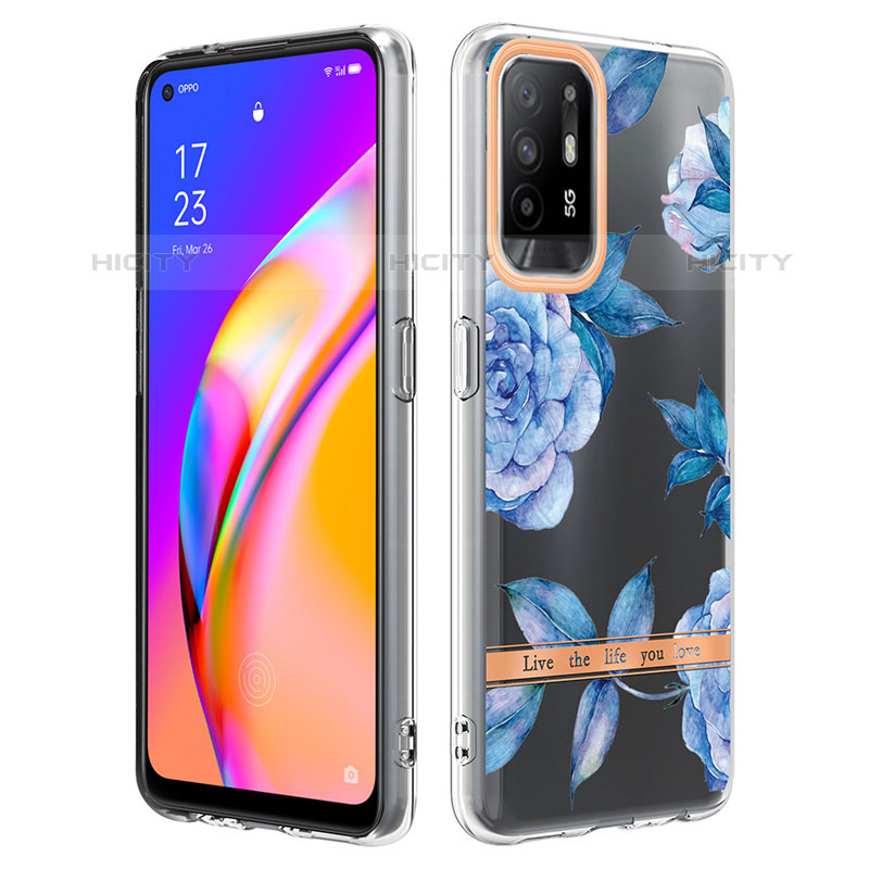 Funda Silicona Gel Goma Patron de Moda Carcasa Y06B para Oppo F19 Pro+ Plus 5G Azul