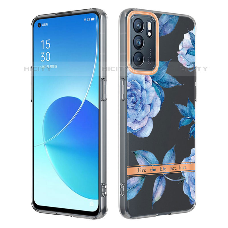 Funda Silicona Gel Goma Patron de Moda Carcasa Y06B para Oppo Reno6 5G Azul