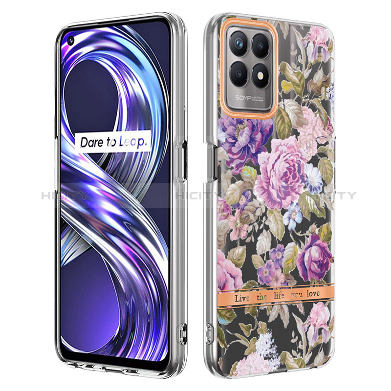 Funda Silicona Gel Goma Patron de Moda Carcasa Y06B para Realme 8i Purpura Claro