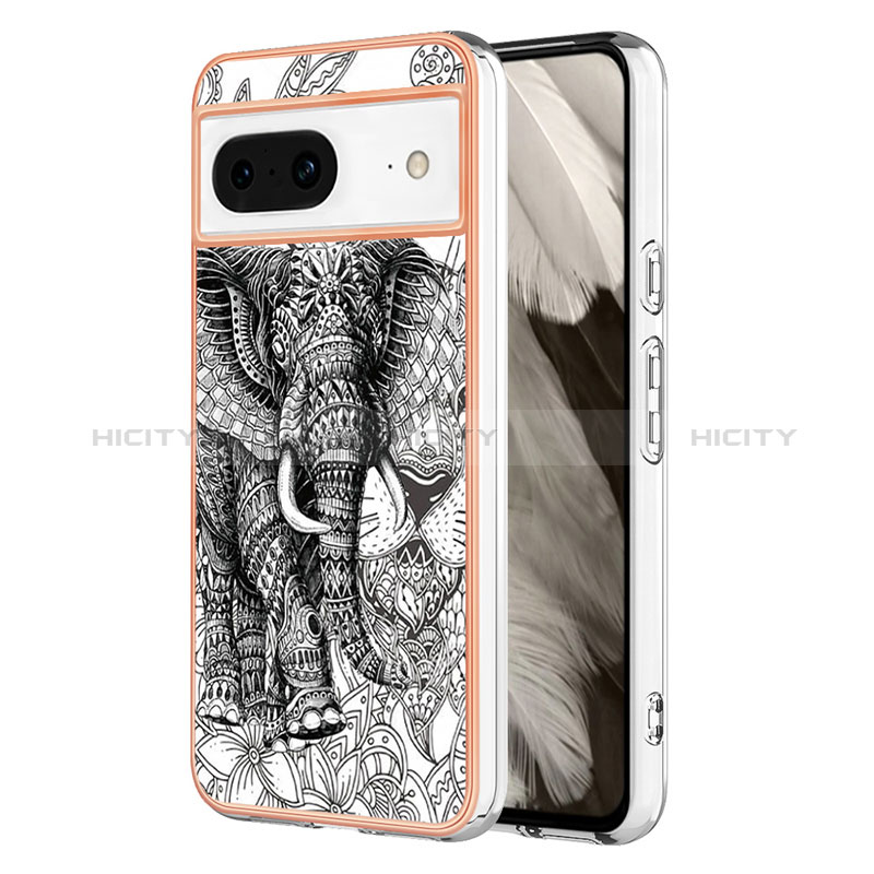 Funda Silicona Gel Goma Patron de Moda Carcasa YB2 para Google Pixel 8 5G Gris