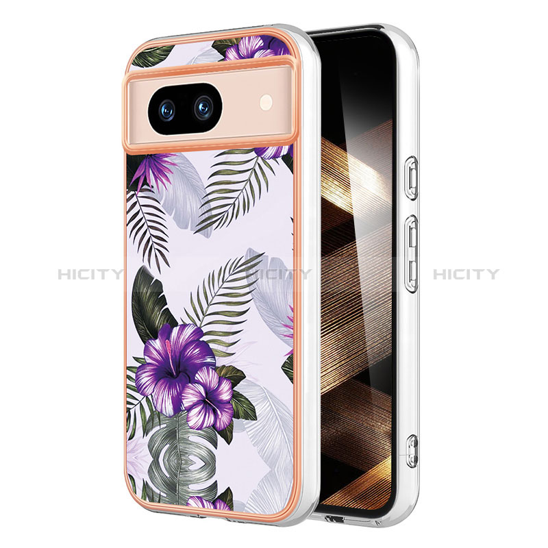 Funda Silicona Gel Goma Patron de Moda Carcasa YB3 para Google Pixel 8a 5G Morado