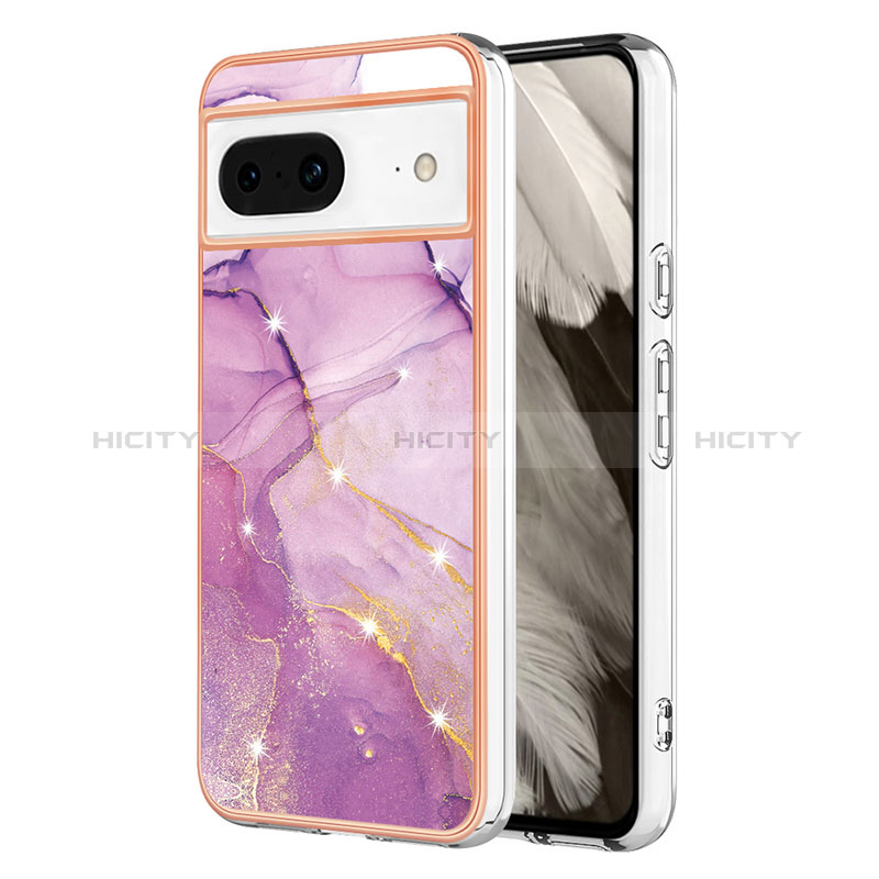 Funda Silicona Gel Goma Patron de Moda Carcasa YB5 para Google Pixel 8 5G Purpura Claro