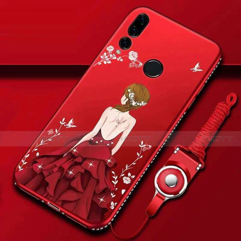 Funda Silicona Gel Goma Vestido de Novia Carcasa K01 para Huawei Honor 20i Rojo