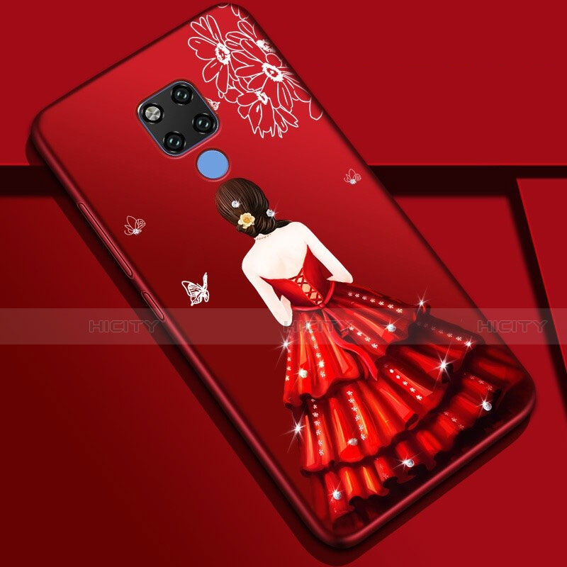 Funda Silicona Gel Goma Vestido de Novia Carcasa K01 para Huawei Mate 20 Rojo