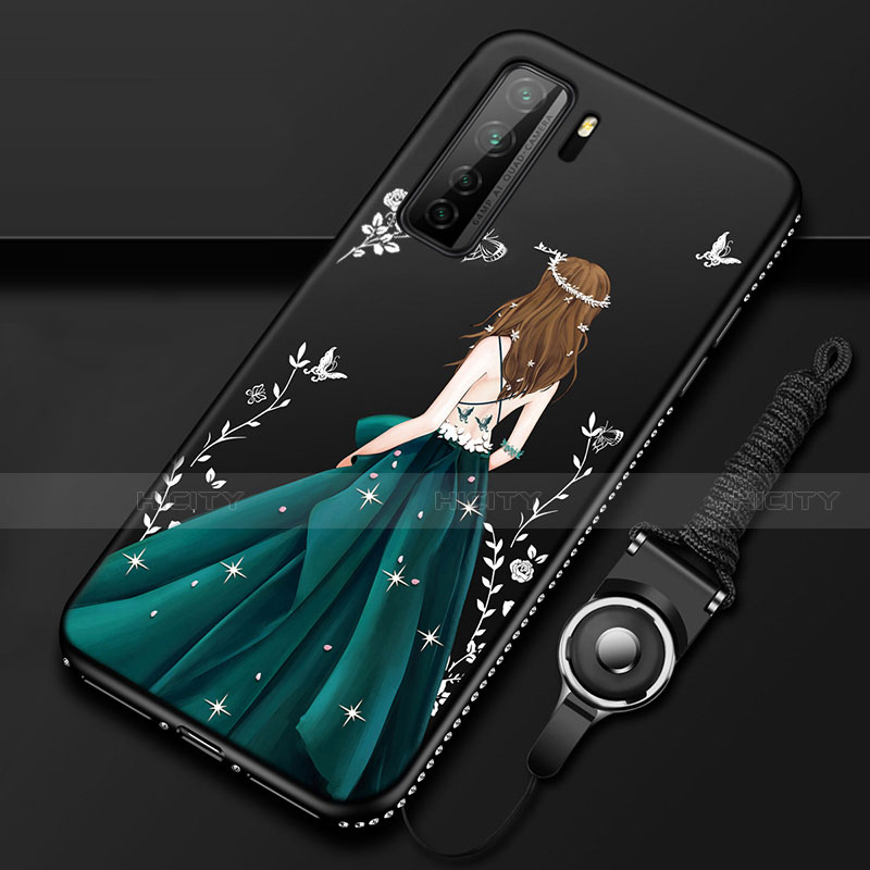 Funda Silicona Gel Goma Vestido de Novia Carcasa K01 para Huawei Nova 7 SE 5G Verde