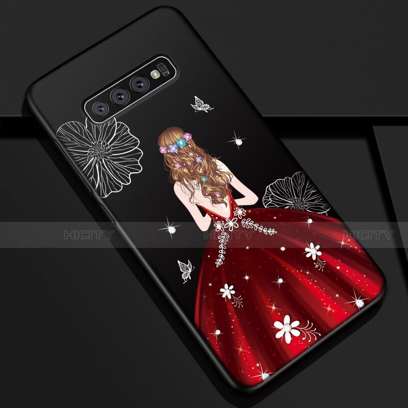 Funda Silicona Gel Goma Vestido de Novia Carcasa K01 para Samsung Galaxy S10 5G Rojo y Negro