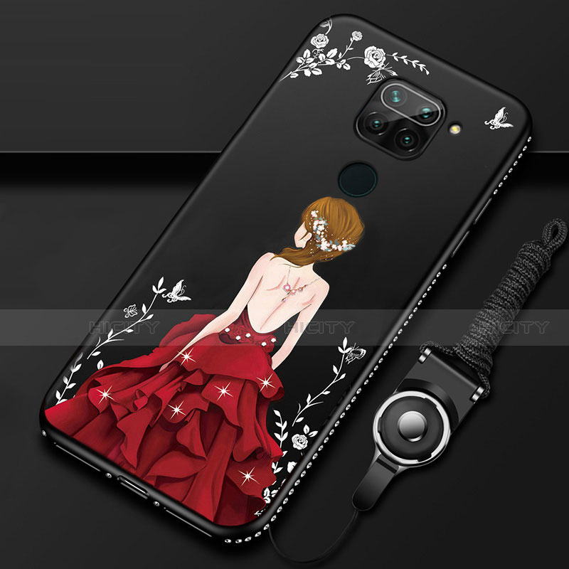 Funda Silicona Gel Goma Vestido de Novia Carcasa K01 para Xiaomi Redmi 10X 4G Rojo y Negro