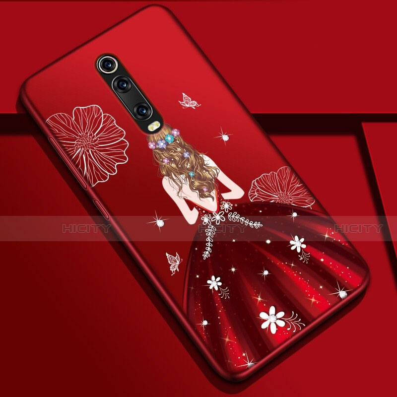 Funda Silicona Gel Goma Vestido de Novia Carcasa K01 para Xiaomi Redmi K20 Pro Rojo Rosa