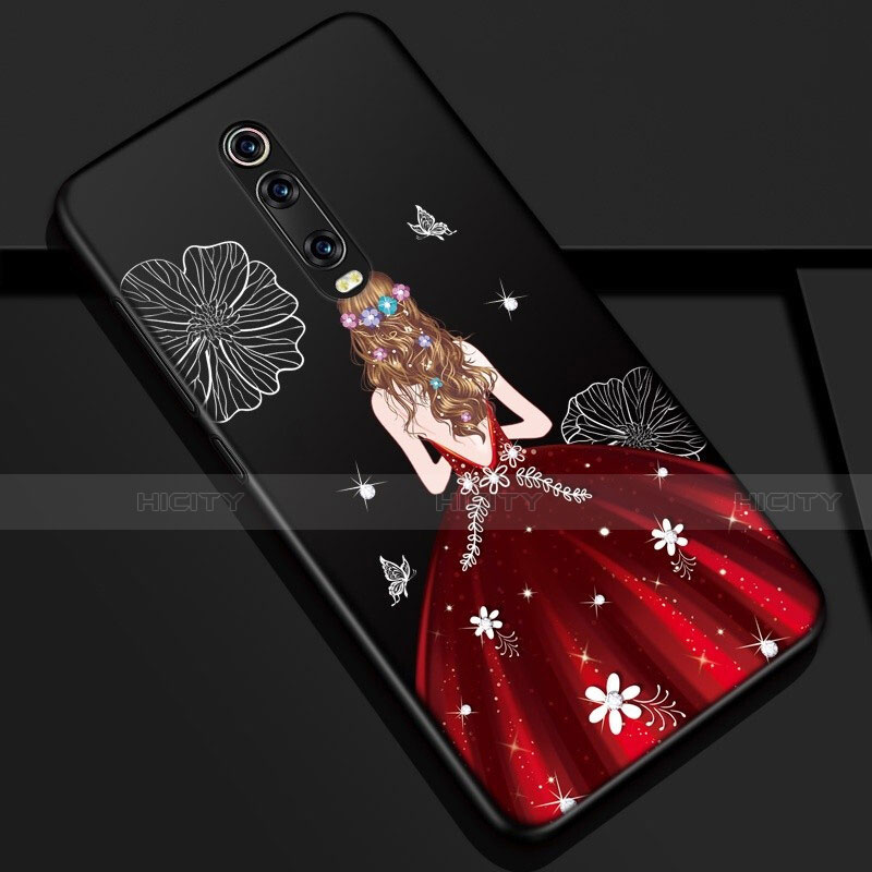 Funda Silicona Gel Goma Vestido de Novia Carcasa K01 para Xiaomi Redmi K20 Pro Rojo y Negro