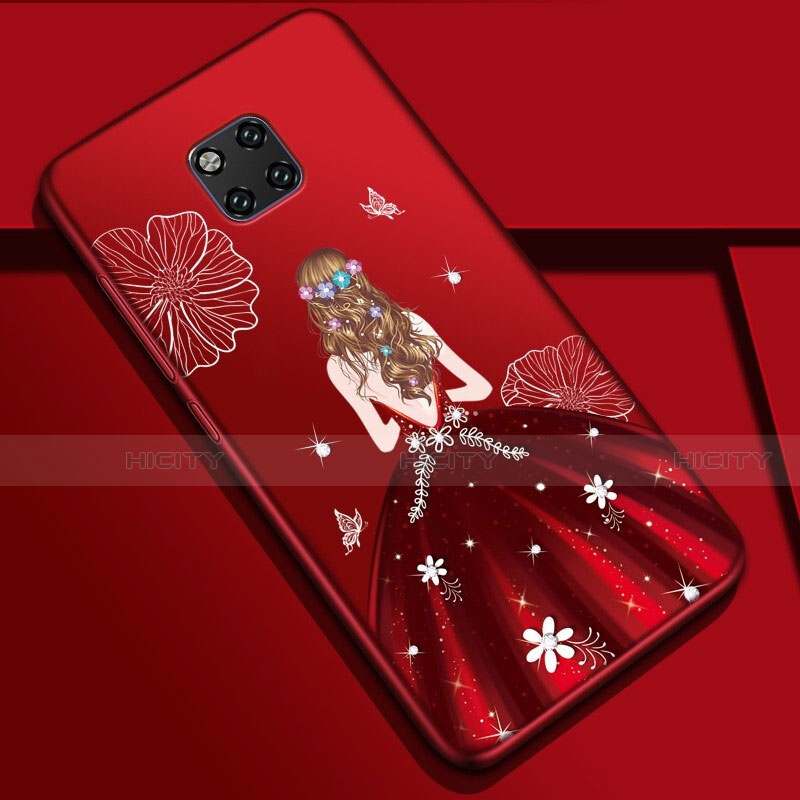 Funda Silicona Gel Goma Vestido de Novia Carcasa K02 para Huawei Mate 20 Pro Rojo Rosa