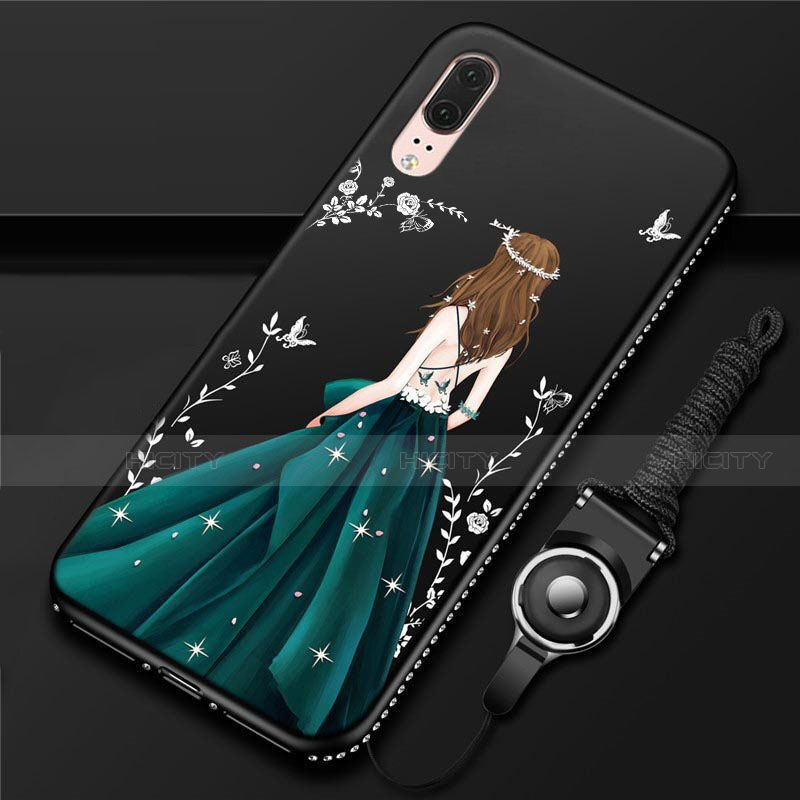 Funda Silicona Gel Goma Vestido de Novia Carcasa K02 para Huawei P20 Verde