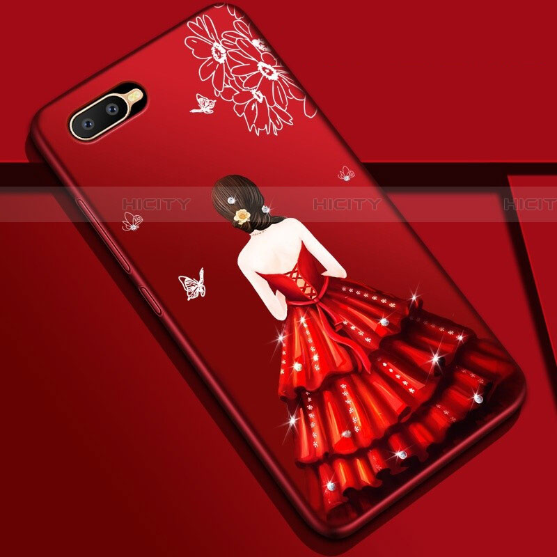 Funda Silicona Gel Goma Vestido de Novia Carcasa M04 para Oppo RX17 Neo Rojo